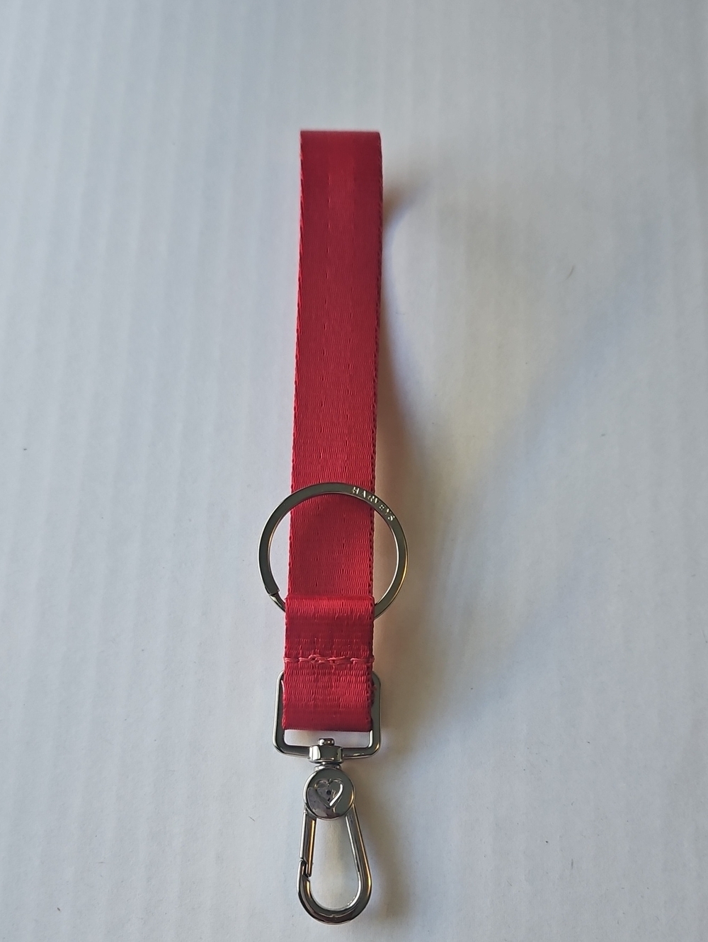 Harveys Red Seatbelt Keychain with Silver Hardware